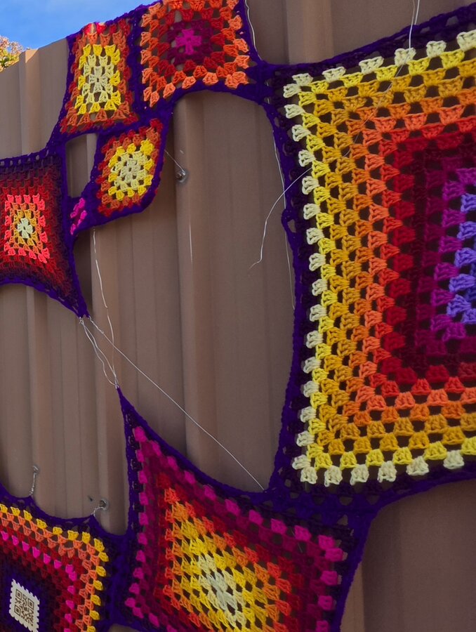 The finished fence piece in morning light